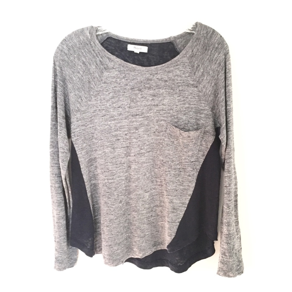 MADEWELL Heather Gray and Black Raglan Tee Medium